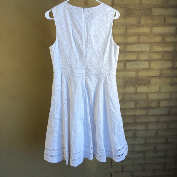 Calvin Klein Fit and Flare Dress White Eyelet 10 - Picture 6 of 6